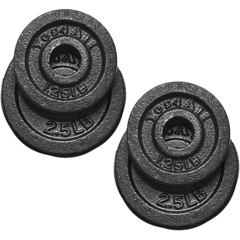image:imageYes4All 115 Inch Cast Iron Weight Plate Ideal for Dumbbell Handle Strength Training and Weightlifting Set 2x125lb 2x25lb Set of 4