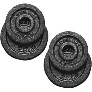 Yes4All 1.15 Inch Cast Iron Weight Plate – Ideal for Dumbbell Handle, Strength Training and Weightlifting (Set) – 2×1.25lb + 2×2.5lb (Set of 4)