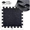 Yes4All Heavy Duty 100% High Density Rubber Floor Tiles Interlocking Mat- 6 Pcs 24 SQFT, Black Red(Blue Dot)