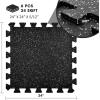Yes4All Heavy Duty 100% High Density Rubber Floor Tiles Interlocking Mat- 6 Pcs 24 SQFT, Black Red(Gray Dot)
