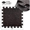 Yes4All Heavy Duty 100% High Density Rubber Floor Tiles Interlocking Mat- 6 Pcs 24 SQFT, Black Red(Red Dot)