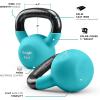 Yes4All Kettlebells 5lbs-65lbs & Kettlebell Sets Adjustable Weights, Neoprene Coated Solid Cast Iron Kettlebell for Home Gym(B 10LB – Peacock Blue)