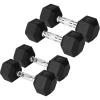 Yes4All Chrome Grip Encased Hex Dumbbells – Hand Weights With Anti-Slip 10-30 LBS Pair(E. (10 +15) LBS)