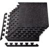 Yes4All Heavy Duty 100% High Density Rubber Floor Tiles Interlocking Mat- 6 Pcs 24 SQFT, Black Red(Red Dot)