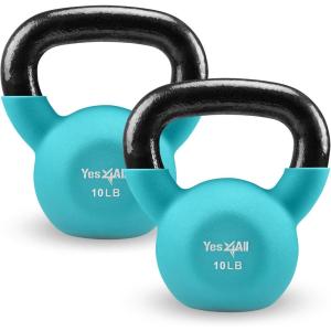 Yes4All Kettlebells 5lbs-65lbs & Kettlebell Sets Adjustable Weights, Neoprene Coated Solid Cast Iron Kettlebell for Home Gym(B 10LB – Peacock Blue)
