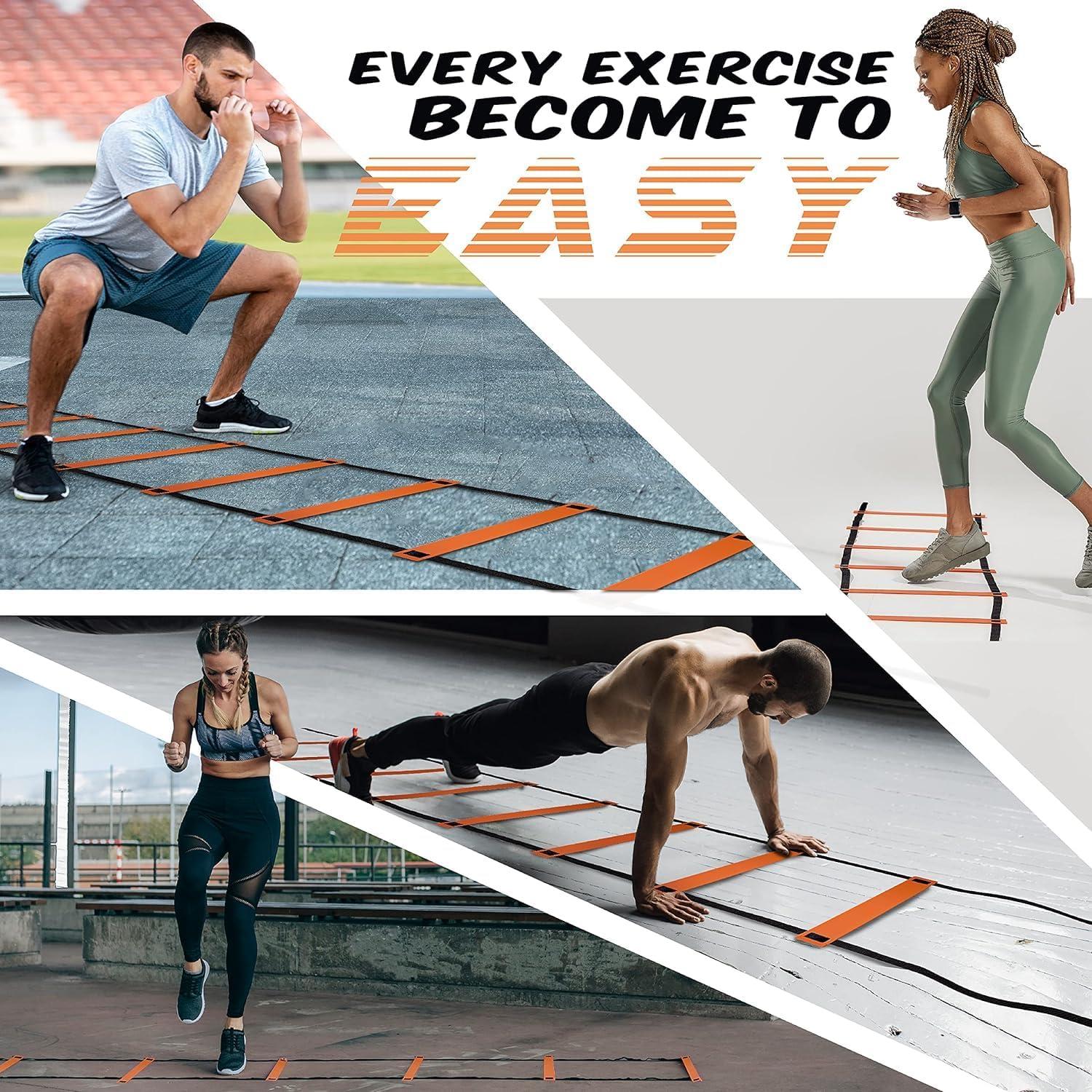 image:imageYes4All Agility Ladder Adjustable Speed amp Agility Training Equipment for All Ages Durable Portable Multiple Combo Sets AvailableG 8 Rungs Orange