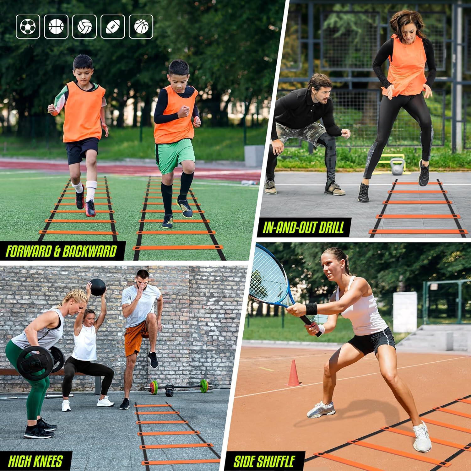 image:imageYes4All Agility Ladder Adjustable Speed amp Agility Training Equipment for All Ages Durable Portable Multiple Combo Sets AvailableG 8 Rungs Orange