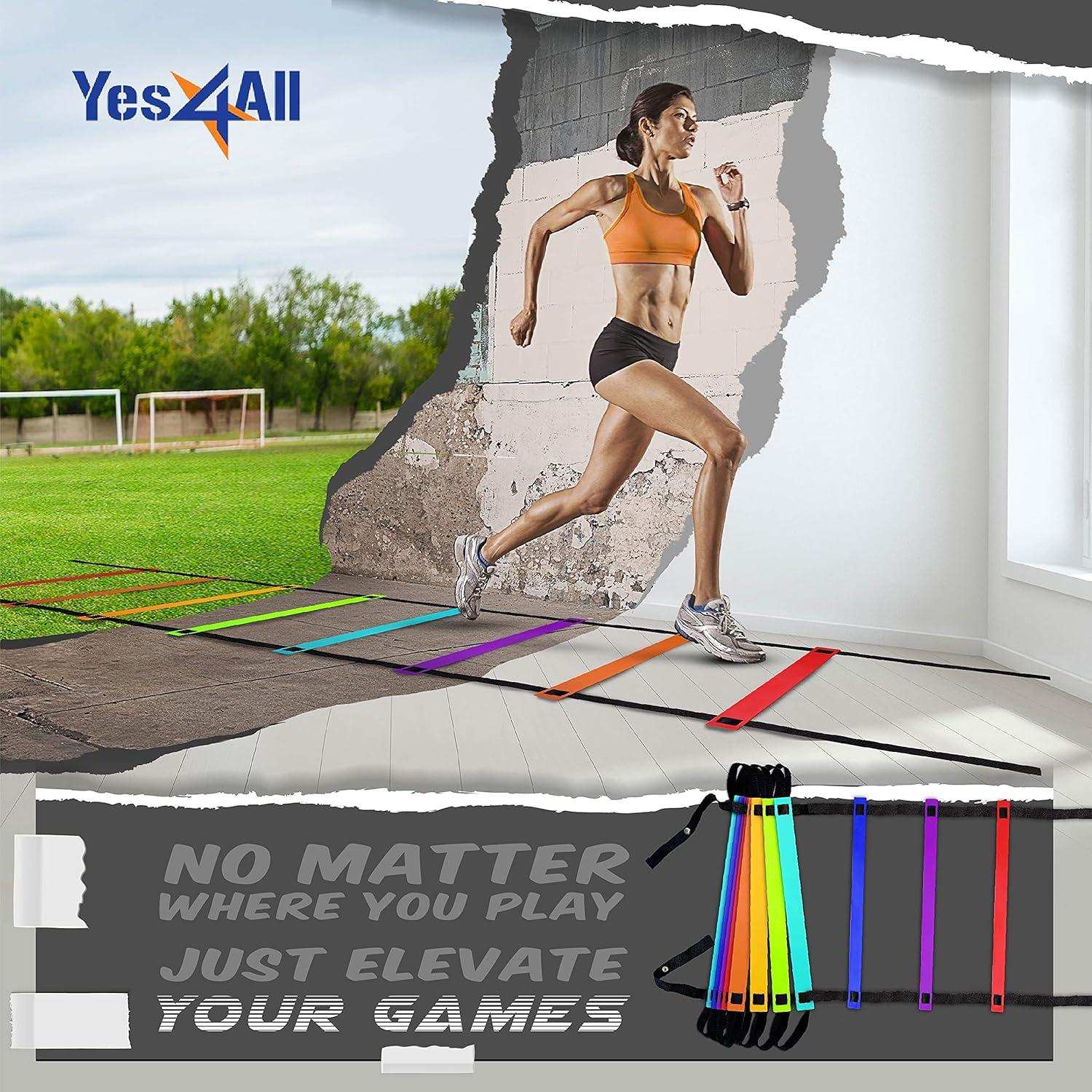 image:imageYes4All Agility Ladder Adjustable Speed amp Agility Training Equipment for All Ages Durable Portable Multiple Combo Sets AvailableK 8 Rungs Blue