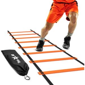 Yes4All Agility Ladder – Adjustable Speed & Agility Training Equipment for All Ages – Durable, Portable, Multiple Combo Sets Available(G. 8 Rungs Orange)